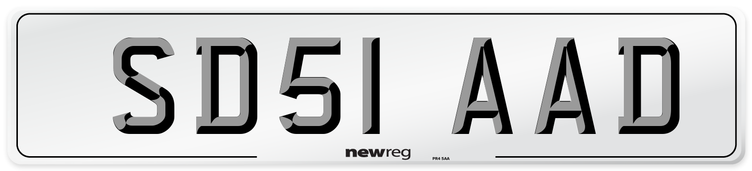 SD51 AAD Number Plate from New Reg
